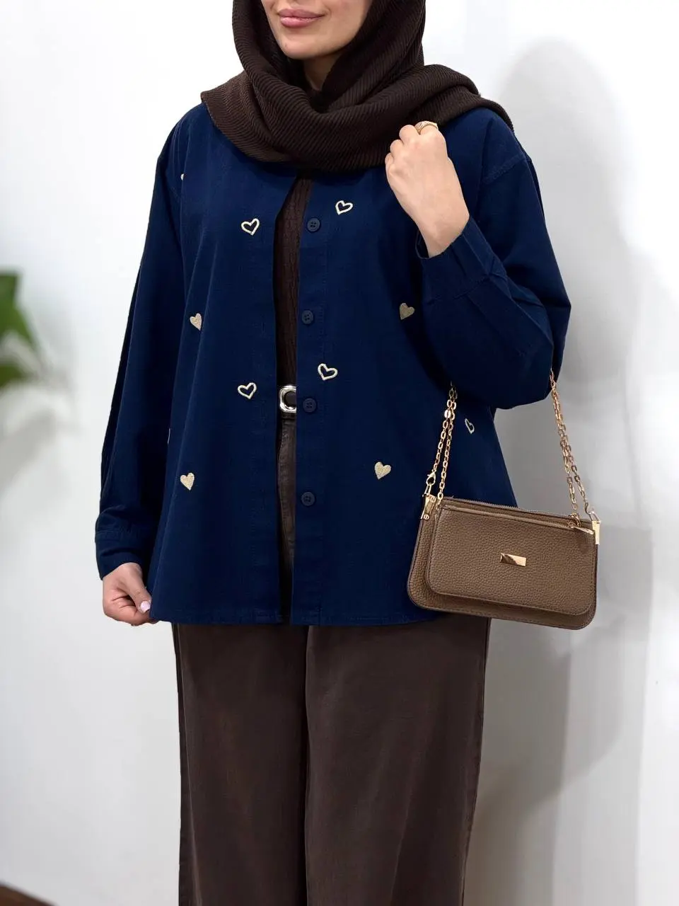 تونیک مانتویی گلدوزی لینن قلب